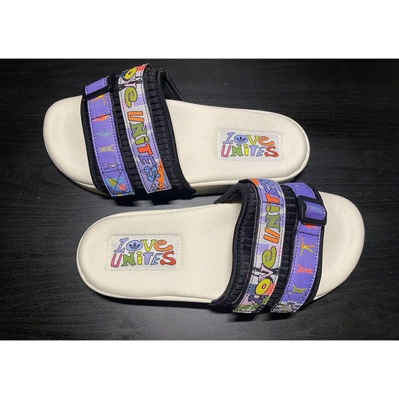 NEW Adidas Adilette 2.0 Pride Men's Slides Off White Core Black Light Purple US8 - Picture 11 of 12
